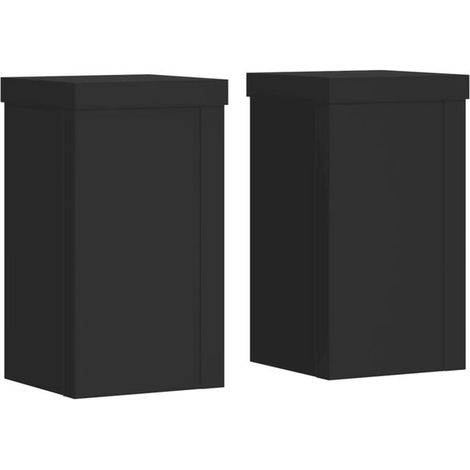 Supports pour plantes, 2 unités, noir, 10x10x18 cm, bois d'ingénierie. (1/5)