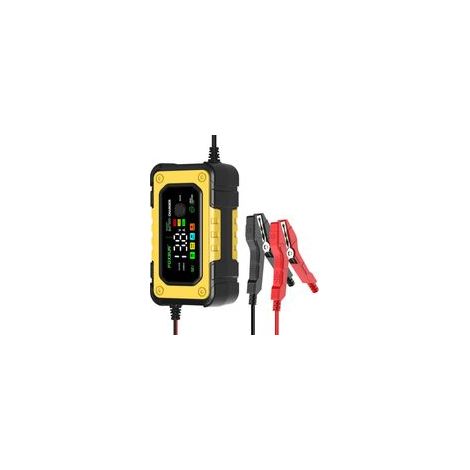 Cargador de batería para motocicleta, cargador inteligente de 12 V/7 A, pantalla LCD, cargador y mantenedor de batería, negro/amarillo (1/5)