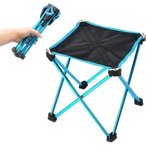 Grand tabouret pliant d'extérieur bleu, tabouret pliant en alliage d'aluminium, tabouret de camping, adapté au camping en plein air, aux voyages, à la pêche, au barbecue, portable (1/5)