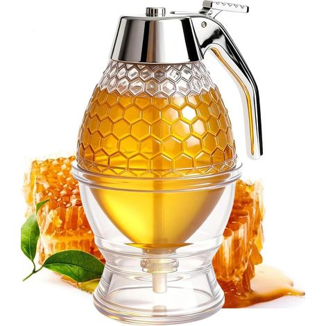 Dispensador de miel, capacidad de 200 ml, antigoteo, fácil de usar, resistente y duradero, fácil de limpiar, adecuado para almacenar miel, jarabe de arce, leche condensada, etc. (1/5)