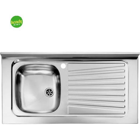 Lavello da appoggio (LxP) 80x50 cm serie Mondial, 1 vasca a destra con gocciolatoio a sinistra, acciaio inox WIN (1/2)