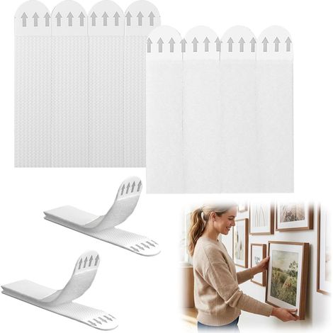 40 paires d'étiquettes murales – Résistantes aux rayures double face, aucun perçage ni clou requis pour le montage mural – Autocollants pour cadres photo (1/5)