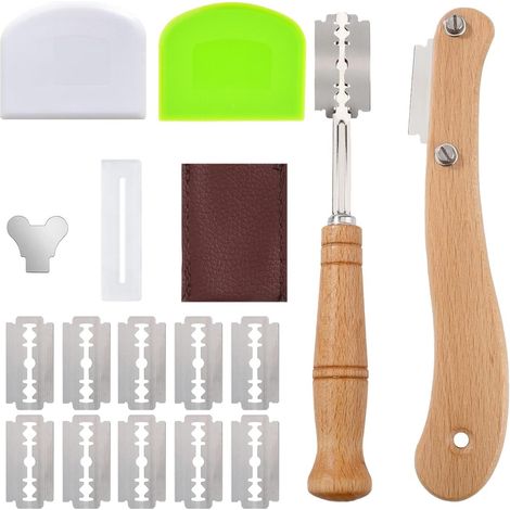 2 Pièces Lame Boulanger, Couteau de Boulanger, Couteau à Pain, Lame Pain avec 10 Lames Réchanges, 2 Étui de Protection, 2 Grattoir à Pâte, Accessoires pour Baguettes Pain DIY et Cuisson (1/5)