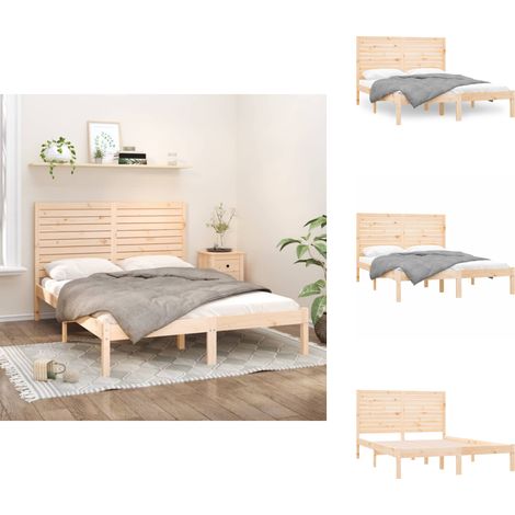 Cadre de lit sans matelas 160x200 cm bois massif - Cadre De Lit - Lit Double - Lit En Bois - Meuble Chambre - Décoration Chambre (1/5)