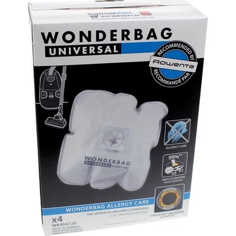 Pack 5 Bolsas Aspirador Rowenta WB4847 Wonderbag Universal Microfibra 6L