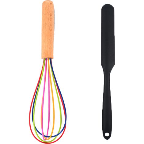 Ustensile De Cuisine En Silicone - Manche En Bois - Résistant À La Chaleur Jusqu'à 230 °C - Pour Poêles Antiadhésives - Lot De 2 (1/5)