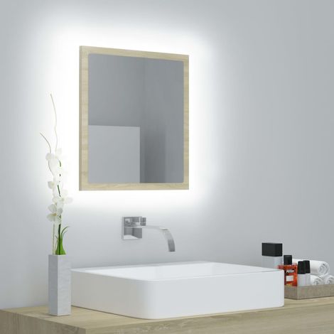 vidaXL Specchio da Bagno LED Rovere Sonoma 40x8,5x37 cm in