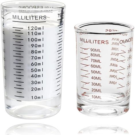 Lot de 2 verres doseurs à cocktail, petits verres doseurs 90 ml et 120 ml, verres doseurs en verre (1/5)