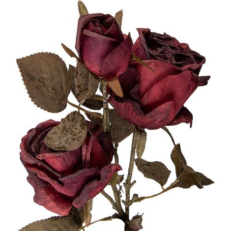 Rose Artificielle en Branche Fleur Décorative en Plastique Rouge pour Intérieur 70 cm - PANGIVO (1/2)