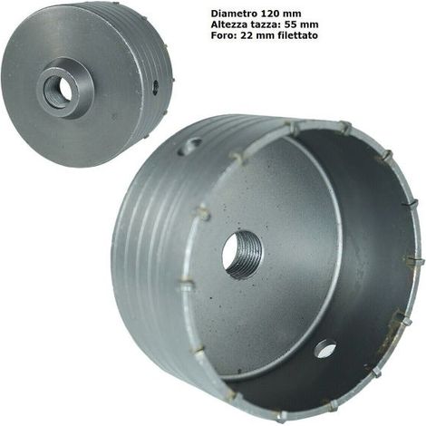 FRESA CAROTATRICE A TAZZA 120 MM PER MURO FRESE PIETRA CALCESTRUZZO CEMENTO (1/2)