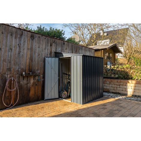Globel Industries Metall Anlehn-Gerätehaus, Fahrradgarage "Lean-To 56", anthrazit, 2,79 m² (1/5)