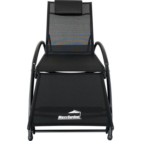 MaxxGarden Tumbona De Tierra - Cama de jardín - Uso para la Playa, el Camping, el balcón, etc. 125 kg de Carga útil, Cama Exterior - Color: Negro (1/5)