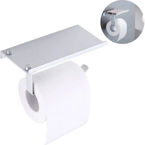 Porte-téléphone Porte-rouleau de papier toilette sans perçage Porte-rouleau de papier toilette en acier inoxydable Autocollant ou mural pour cuisine et salle de bain (1/4)