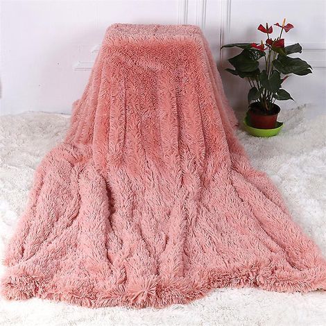 (poudre De Pte De Haricot Rouge, 130 X 160 Cm) Couverture En Polaire Carreaux Couverture En Microfibre Super Douce En Fausse Fourrure Couverture (1/4)