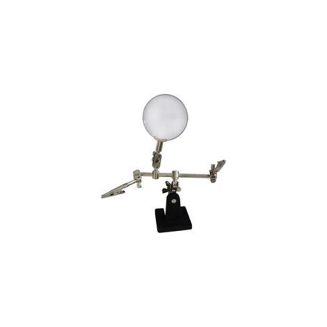 Troisième main pour soudage avec pince ajustable et loupe 5× – Support polyvalent pour électronique et bricolage (1/5)