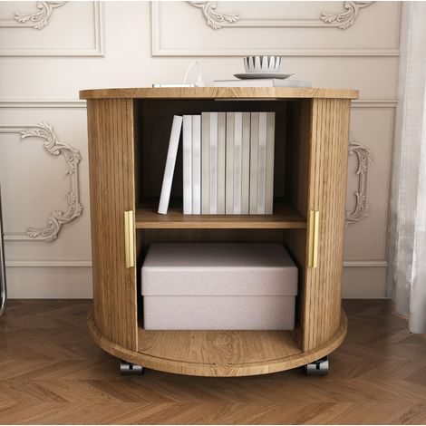 Table de chevet 60x60x60 cm chêne – station de charge, rangement (1/5)