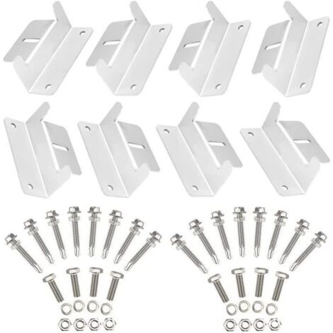Lot De 2 Systèmes De Fixation En Forme De Z Pour Montage De Panneau Solaire, Pour Caravane, Bateau, Voiture, Camion, Domicile, Montage Hors-Réseau Sur Le Toit (8 Supports Au Total) (1/4)