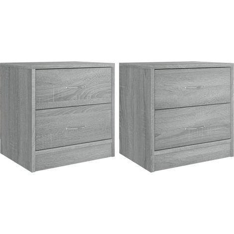 Set di 2 comodini con due cassetti 40 x 30 x 40 cm in legno ingegnerizzato grigio DEC035661