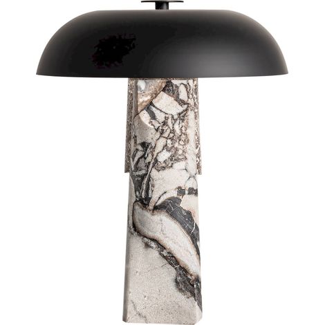 Lampe de table élégance marbre noir art déco - Noir Marbre Veiné Gris et Écru.