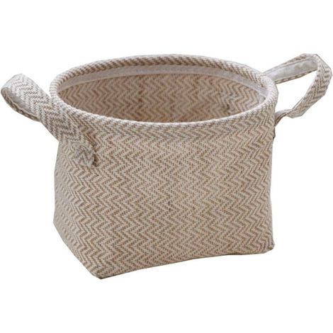Gewebte Aufbewahrungsboxen aus Jute für Bad, Küche und Küchenregale, kleine Größe 12 × 12 cm – Hellgrau-Sonnig (1/5)