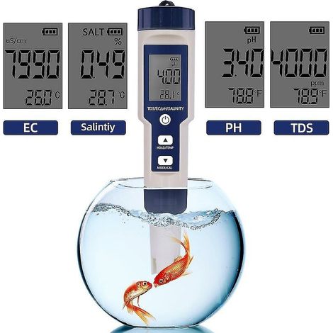 Starlight-5-in-1 Electronic Ph Meter, Measure Ph And Tds And Ec Salinity And Temperature Water Quality Tester, Lcd Display And Reading Accuracy, For D