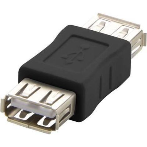 Adaptateur USB 2.0 double prise femelle noir – RF-USB-A-04, compact et fiable pour extension de ports (1/3)