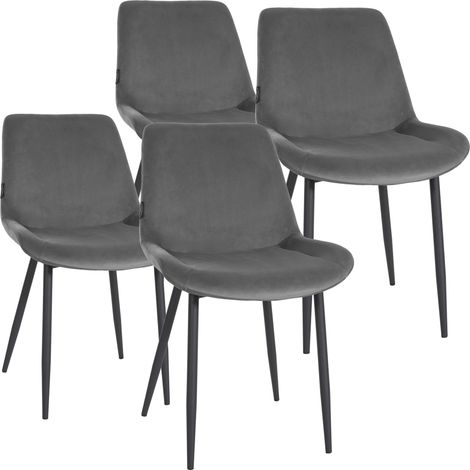 4er Set Esszimmerstühle Victoria Samt grau (1/5)