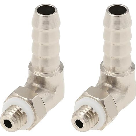 2 Pièces Raccord Cannelé Coudé en Cuivre Nickelé Filetage Mâle M6x1 6 Mm pour Conduites d'air d'eau de Carburant Et de Gaz (1/5)