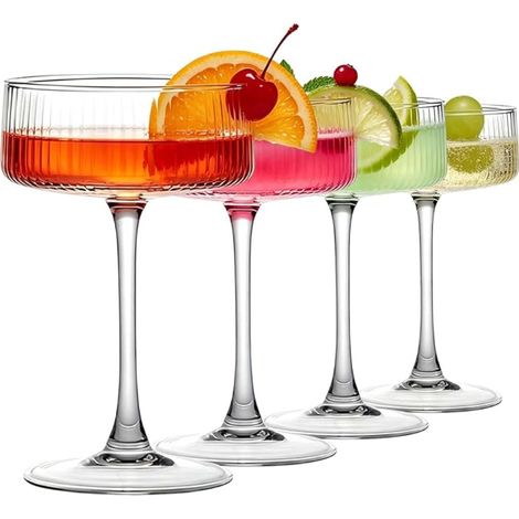 Martini Glasses Ribbed Cup Glass Set Vintage Classic Cocktail Glassware Bar Drinks for Cocktails Wine Champagne (1/5)