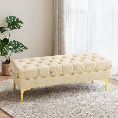 Table de chevet beige en polyester 118 x 45 x 42 cm (1/5)