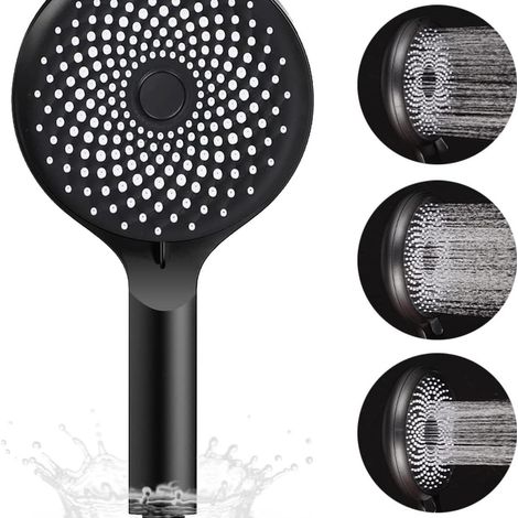 Große schwarze Handbrause mit Hochdruck-Silikon-Wasserauslass 270-AquaForge (1/5)
