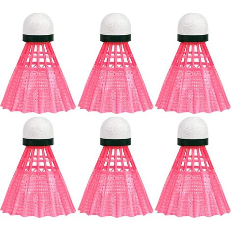 Lot de 6 volants de badminton en nylon pour enfants et adultes, pour activités sportives intérieures et extérieures. Blanc, rose, jaune. (1/5)