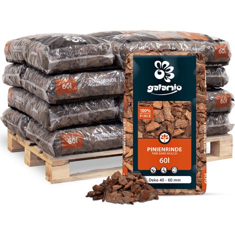 Galamio Rindenmulch Pinie Deko 60l x 12 Sack 720l 12er