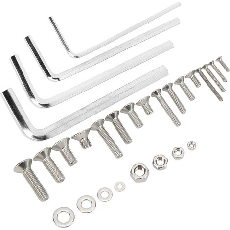 Kit de 1220 vis, écrous et rondelles à tête plate et douille hexagonale en acier inoxydable 304 (M2, M3, M4, M5). (1/5)