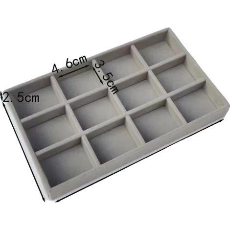 Organizzatore per gioielli, in velluto, design resistente, con 12 scomparti. (1/2)