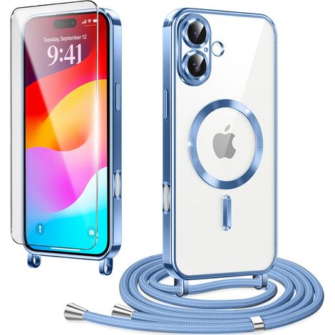 Set composto da custodia per iPhone 17, Electro MagSafe, blu + cordino + pellicola protettiva in vetro (1/5)