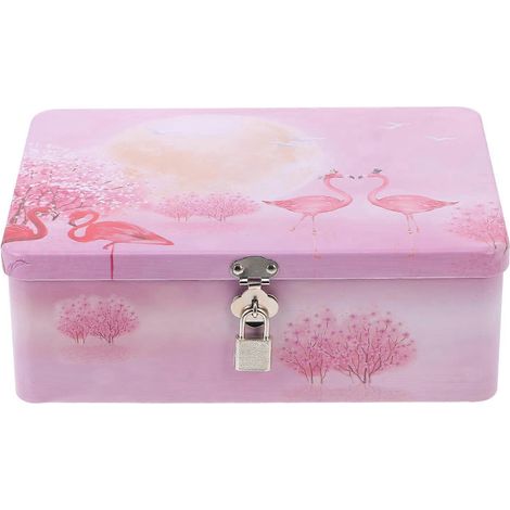 Coffret cadeau multifonctionnel avec serrure, en tôle, style classique vintage.-24.50X18.00X8.50CM