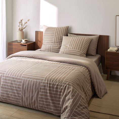 Parure de lit 240x220 coton taupe Terre de Nuit Tess - TESS (1/3)