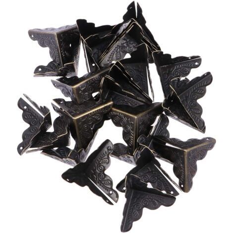 Lot de 30 Protections d'angle en métal pour coffres, Protection de Coin décorative Vintage avec 120 Clous aléatoire (1/5)