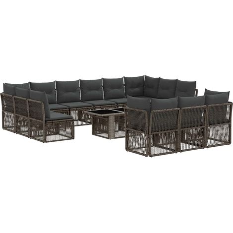 Set Divano da Giardino 14 pz Grigio polyrattan vidaXL (1/5)