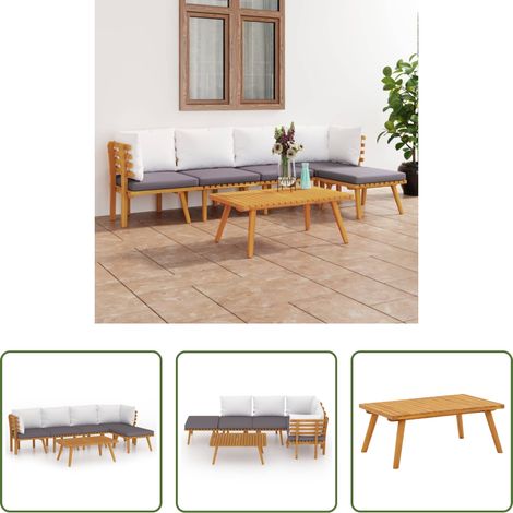 Holzsofa - 6-tlg. Garten-Lounge-Set mit Kissen Massivholz Akazie (1/5)