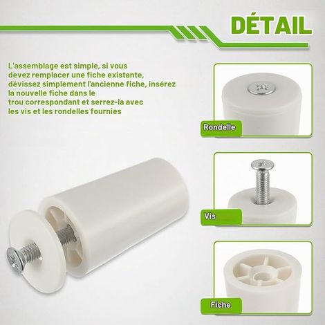 40mm Roller Shutter White for Roller Shutters and Blinds with Washers and Screws (1/2)