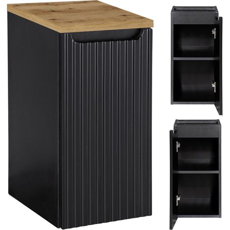 Badschrank 30cm, in schwarz mit Eiche, NEWPORT-56-BLACK (1/5)