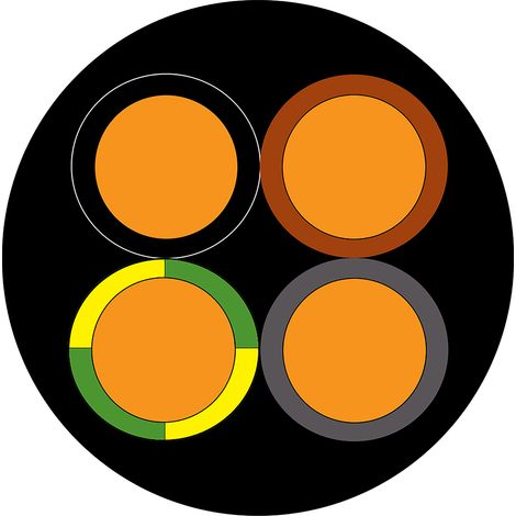 Câble d'alimentation RS PRO 4G6 mm², gaine PVC Noir, Retardant à la flamme, 50m ( Prix pour Bobine de 50 Mètres )