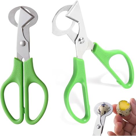 Due piccoli tagliauova per uova di quaglia e piccione, forbici per quaglie in acciaio inossidabile, taglia gusci d'uovo, schiaccia uova di quaglia, utensili per la casa, la ristorazione e la cucina (v (1/5)