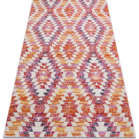 Modern carpet MUNDO D7951 diamonds 3D outdoor pink / beige multicolour 160x220 cm