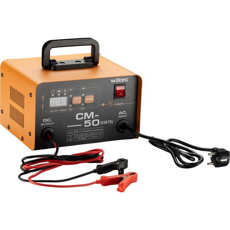 Wiltec Caricabatterie 12-24 V, 16 Ah, 30-300 Ah per batterie auto e moto, avviamento di emergenza 490 W, carica batteria intelligente con display LCD e maniglia per il trasporto