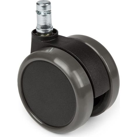 619010 roulettes auto-freinantes pour sols durs, roues pour chaise de bureau, 5x ROLO 11mm/60mm noir, pour parquets, stratifiés, carrelage et sols en pierres, silencieux et facile à monter (1/5)