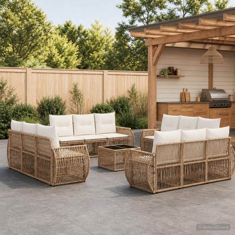 vidaXL Ensemble de canapé de jardin 13 pc Beige et blanc crème
