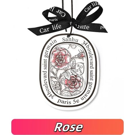 Pendentif parfumé longue durée pour voiture - Arômes pour voiture - Pastilles parfumées à la rose (type ruban) (1/2)